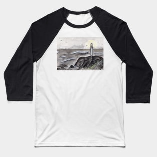 Expressive Lighthouse Mixed Media Painting Baseball T-Shirt